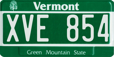 VT license plate XVE854