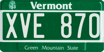 VT license plate XVE870