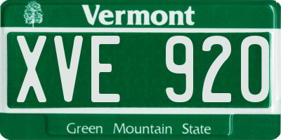 VT license plate XVE920