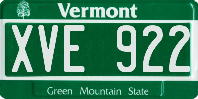 VT license plate XVE922