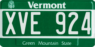 VT license plate XVE924