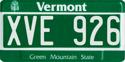 VT license plate XVE926