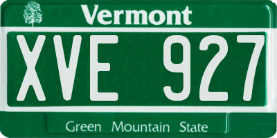 VT license plate XVE927