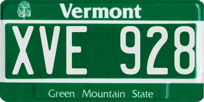 VT license plate XVE928