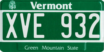 VT license plate XVE932