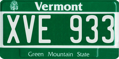 VT license plate XVE933