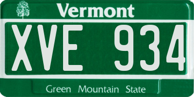 VT license plate XVE934