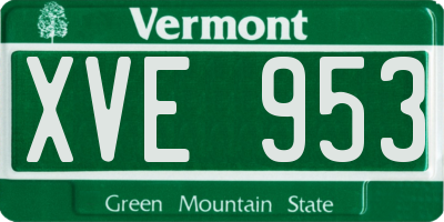 VT license plate XVE953