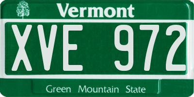 VT license plate XVE972