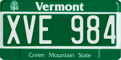 VT license plate XVE984