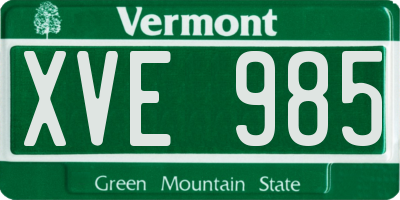 VT license plate XVE985