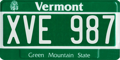 VT license plate XVE987