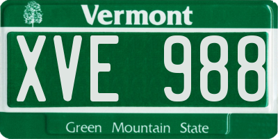 VT license plate XVE988