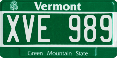 VT license plate XVE989