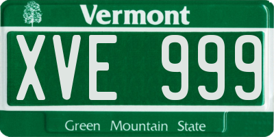 VT license plate XVE999