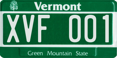 VT license plate XVF001