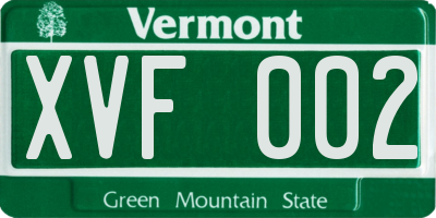 VT license plate XVF002