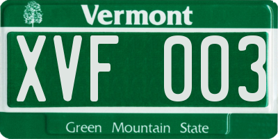 VT license plate XVF003