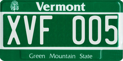 VT license plate XVF005