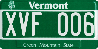 VT license plate XVF006
