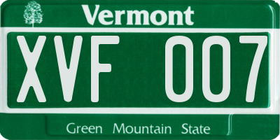 VT license plate XVF007