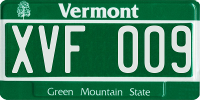 VT license plate XVF009