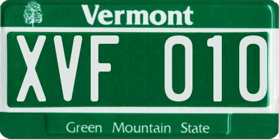 VT license plate XVF010