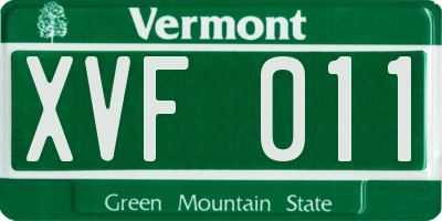 VT license plate XVF011