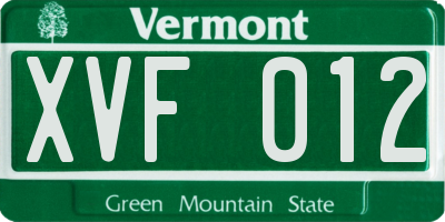 VT license plate XVF012