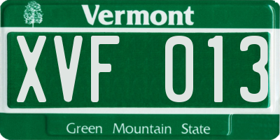 VT license plate XVF013