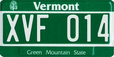 VT license plate XVF014
