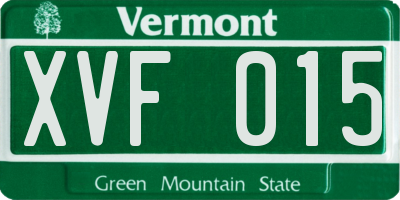 VT license plate XVF015