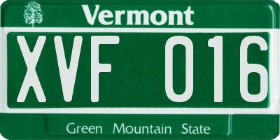 VT license plate XVF016