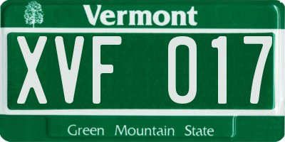 VT license plate XVF017