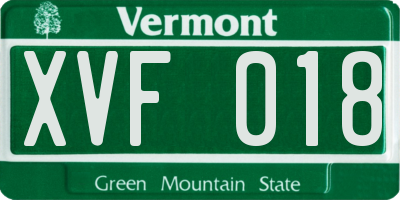 VT license plate XVF018