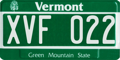 VT license plate XVF022