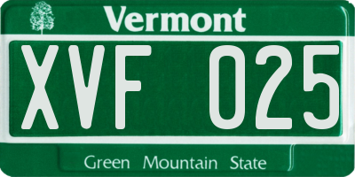 VT license plate XVF025