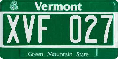 VT license plate XVF027