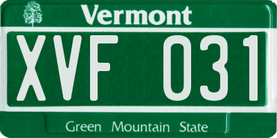 VT license plate XVF031