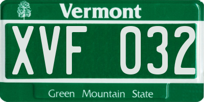 VT license plate XVF032