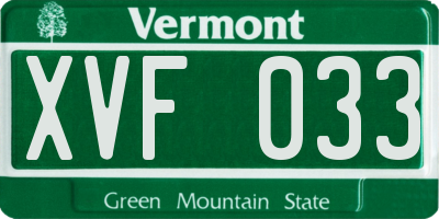 VT license plate XVF033