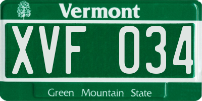 VT license plate XVF034
