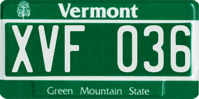 VT license plate XVF036
