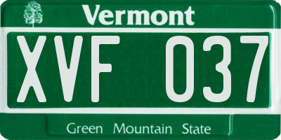 VT license plate XVF037
