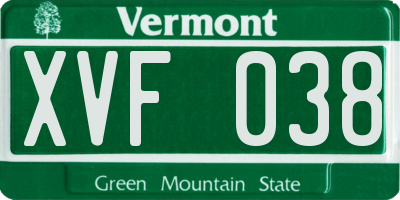 VT license plate XVF038