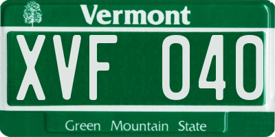 VT license plate XVF040