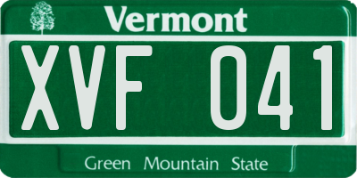 VT license plate XVF041
