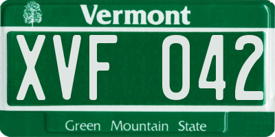VT license plate XVF042