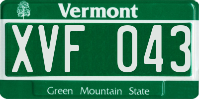 VT license plate XVF043