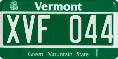 VT license plate XVF044